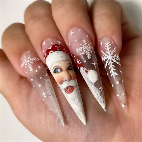 Festive Ornaments xxl long acrylic nails christmas